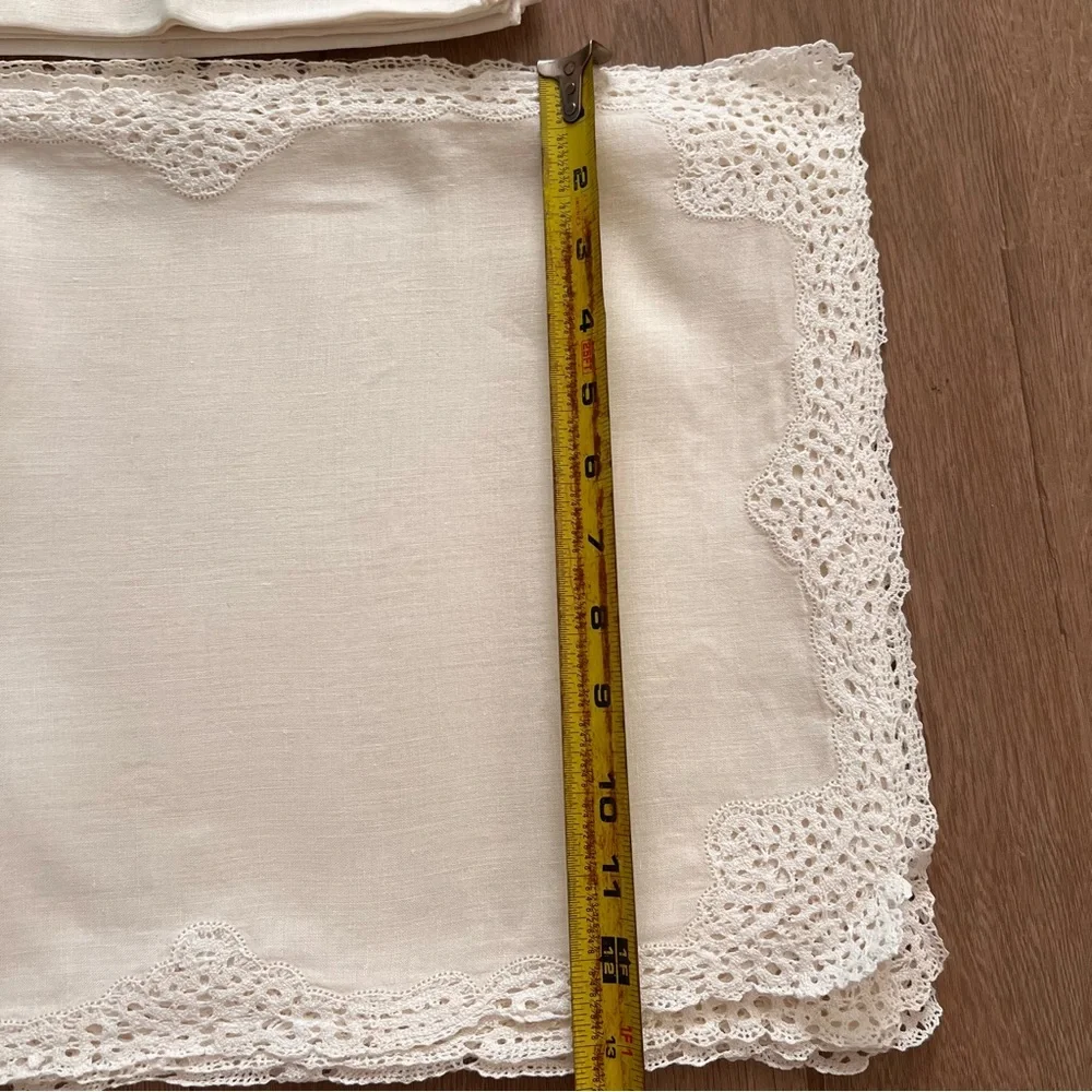 Vtg Luxury Gump’s Since 1861 Ivory Lace Linen‎ Placemats & Napkins 16 PC, 3 Used